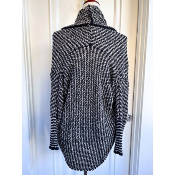 FREE PEOPLE Chunky Knit Open Front Black & White Cardigan Size S - Picture 9 of 16